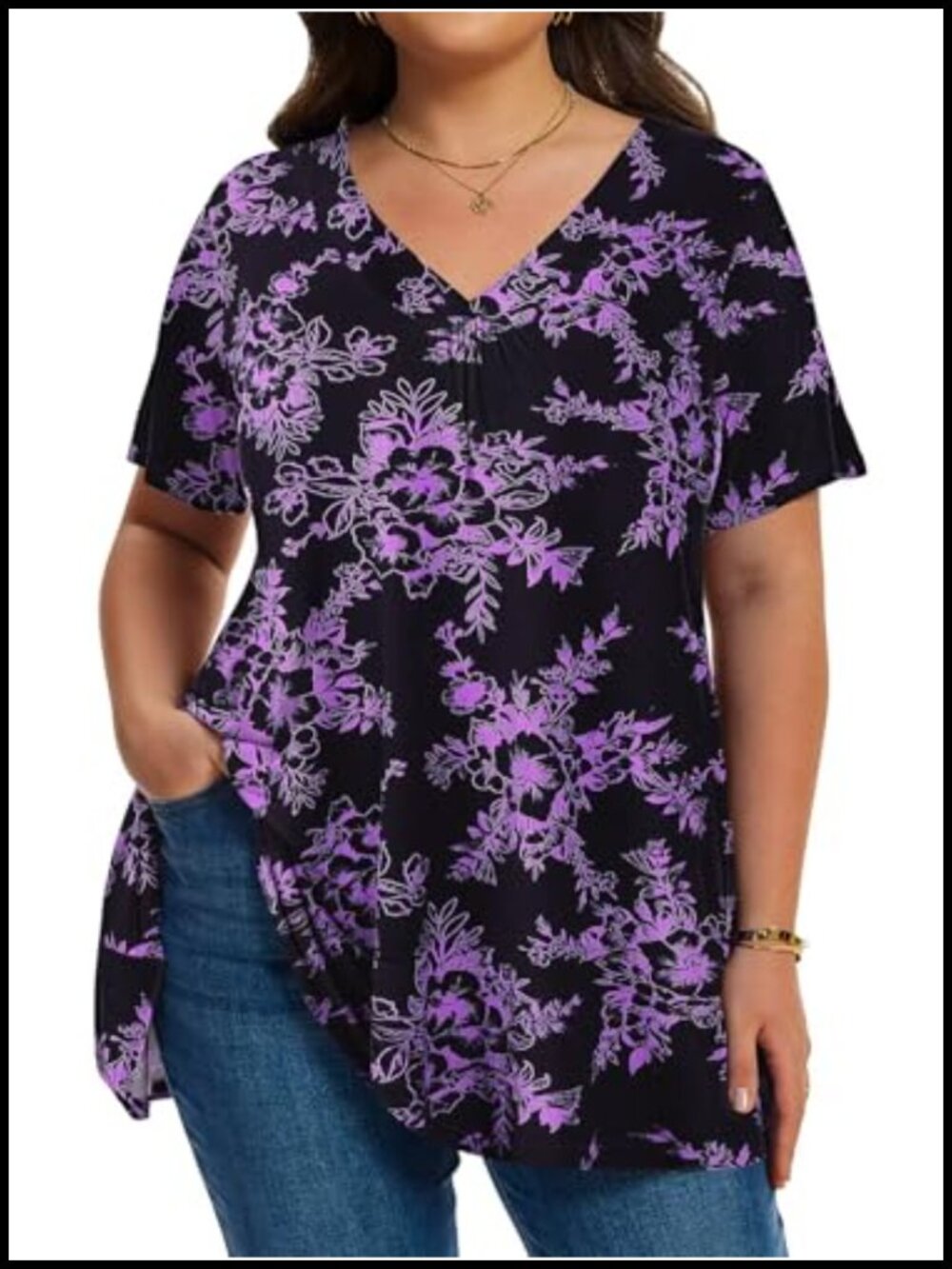 Plus Size Tunic Top Short Sleeve 95% Rayon 5% Spandex